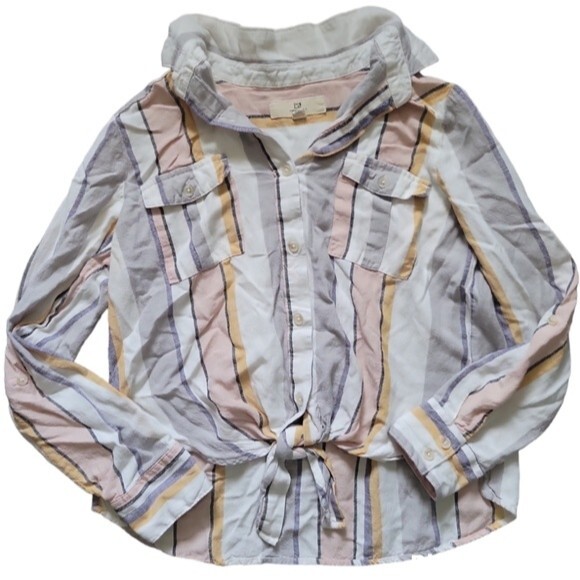 Thread & Supply Striped Linen Button Down Shirt - M - Picture 2 of 6